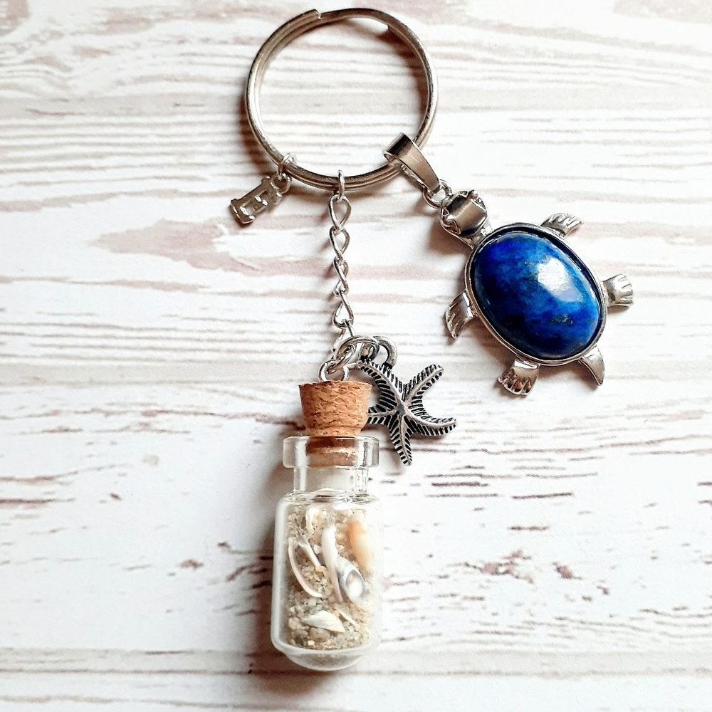 Letter "E" Ocean-Theme Keychain - Picture 3 of 4